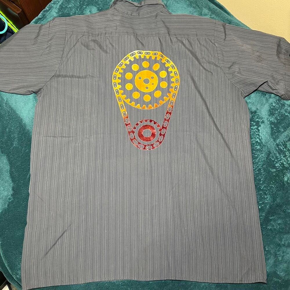 AmeriPride Services SofTuf Mechanic‎ Button-up RGT Sprocket Design Men's: Large